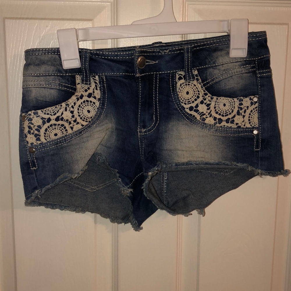 Lace Denim Shorts